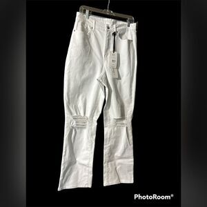 FTF fashion to figure white relaxed high rise straight leg denim jeans 12 NWT
